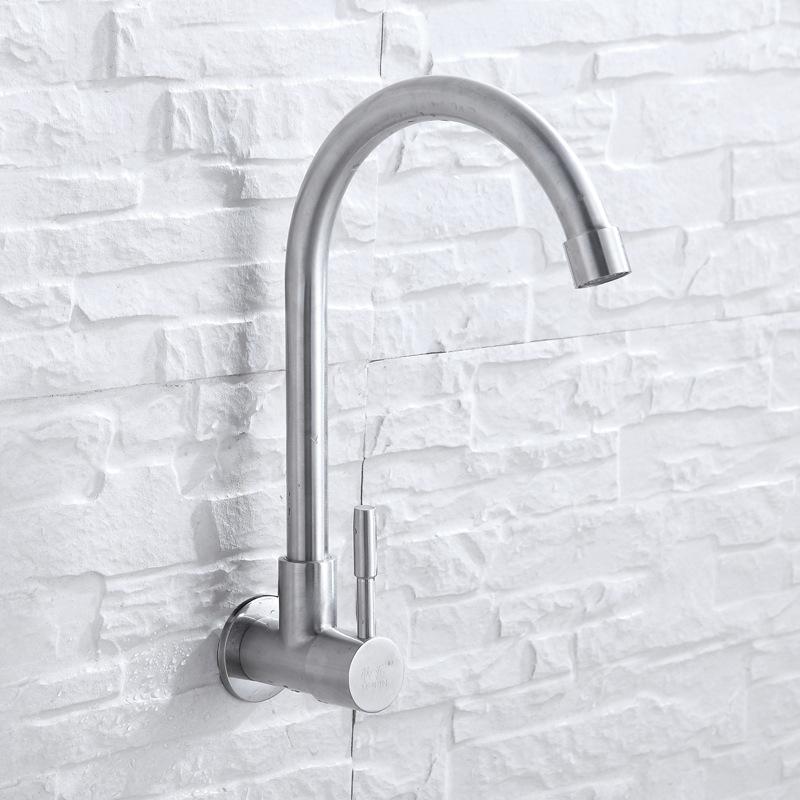 Vòi nước rửa chén bát xoay 360 độ, vòi nước inox 304 gắn tường 1 đường nước lạnh (bảo hành 12 tháng)