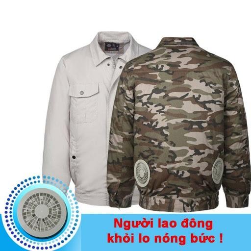 Áo điều hòa quạt gió công nghệ Nhật Bản, Combo Áo điều hòa KAW kem phụ kiện Quạt Pin 50000mAH (Cao thoáng mát tăng hiệu quả làm việc