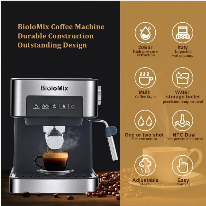 Máy pha cà phê Espresso thương hiệu BioloMix CM6863 - HÀNG NHẬP KHẨU (Bảo Hành 2 Năm)