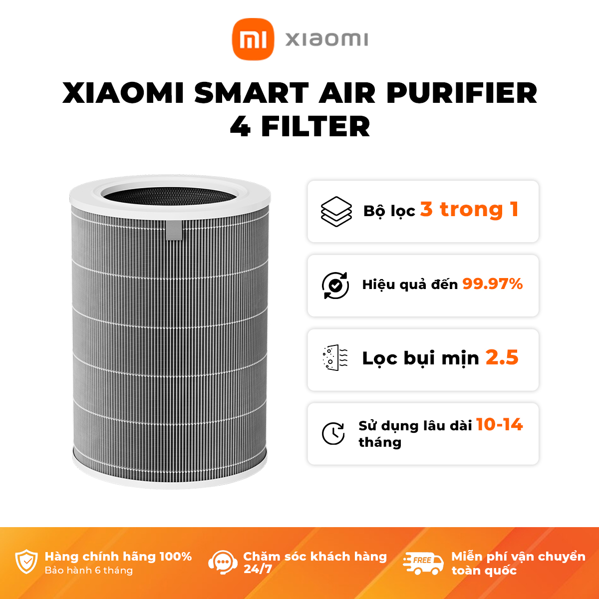 Lõi Lọc Không Khí Xiaomi Smart Air Purifier 4 Filter - Hàng Chính Hãng