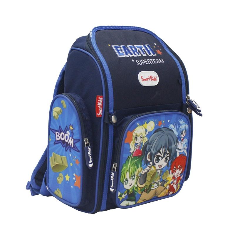 Balo Smartkids chống gù Super Team-Earth B-013 Xanh đen