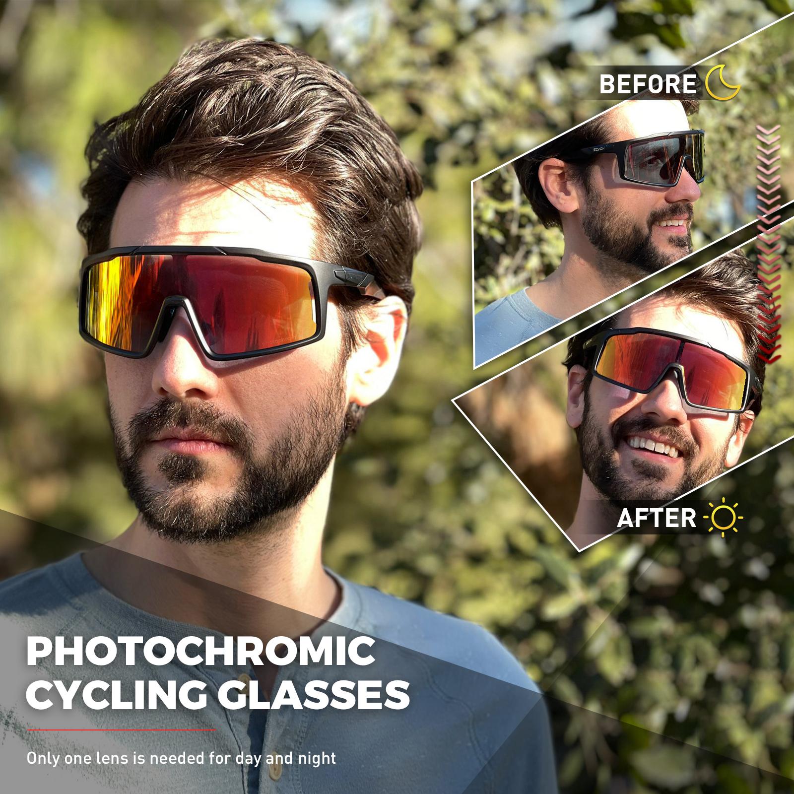 Đỏ Kính Photochromic Xe Đạp Kính Xanh Thể Thao Kính Mát Nam MTB Xe Đạp Đường Trường Kính Mắt Nữ Kính Đi Xe Đạp Đua Xe Color: 02