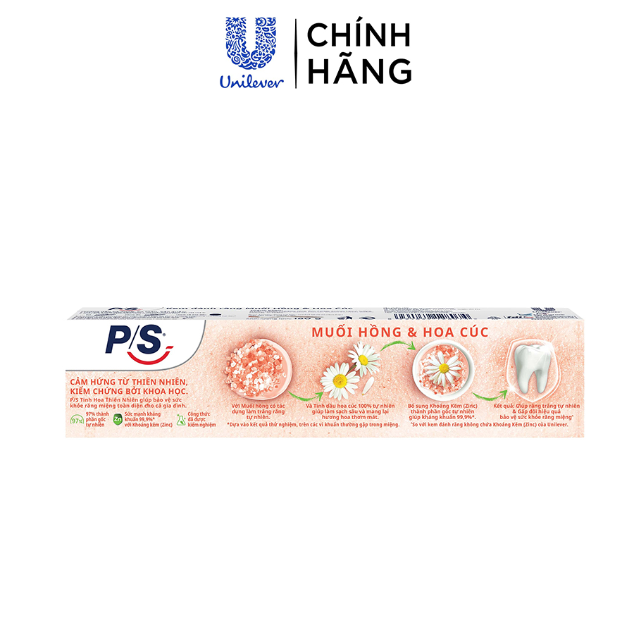 Bộ 3 Kem đánh răng P/S Muối Hồng &amp; Hoa Cúc Trắng răng tự nhiên 230G