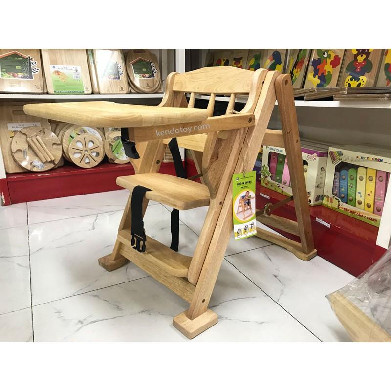 Ghế ăn bột cao cấp cho bé bằng gỗ tự nhiên có đai an toàn và tăng giảm chiều cao dễ dàng 3 nấc  | Ghế ăn chịu lực cao