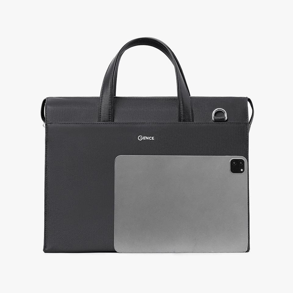 Cặp Da Nam Túi Xách Công Sở GENCE CTS21 Da Bò Khóa Số Cao Cấp Màu Đen
