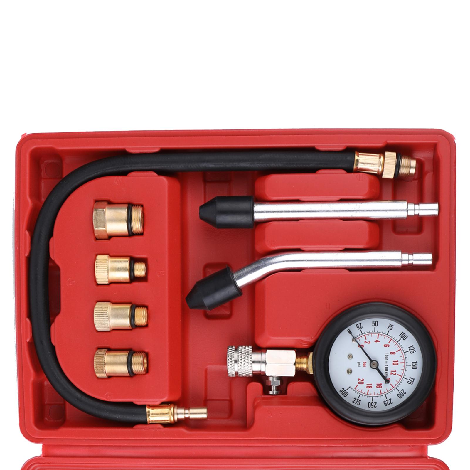 8PCS Gasoline Engine Compression Tester Cylinder Compression Gas Engine Set Automotive Tool Gauge for Car & Truck