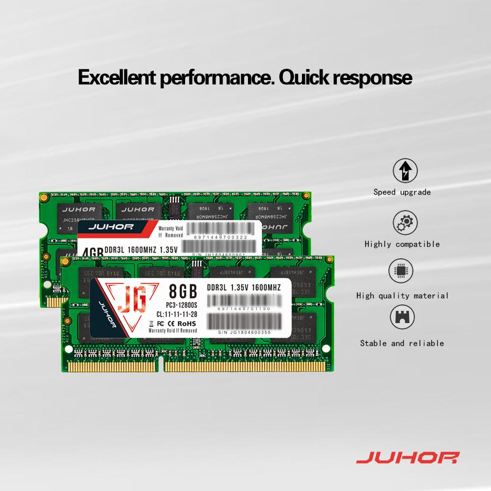 Máy tính xách tay JUHOR NB DDR3L 4GB 1600MHz 1.35V có Bộ nhớ PC RAM Tiêu thụ điện năng thấp
