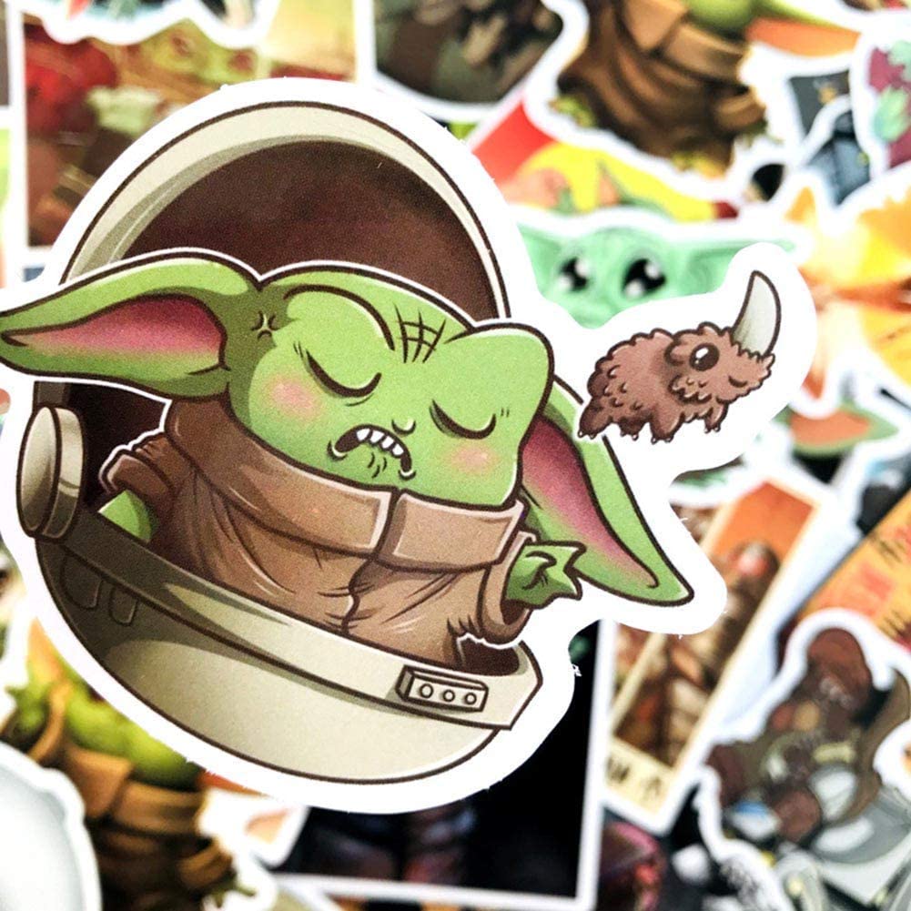 Set 60 Sticker Baby Yoda ảnh decal hình dán ép lụa