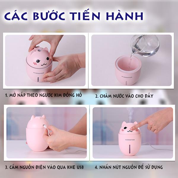 Máy phun sương - xông tinh dầu hình thú kute có đèn (tặng quạt USB)