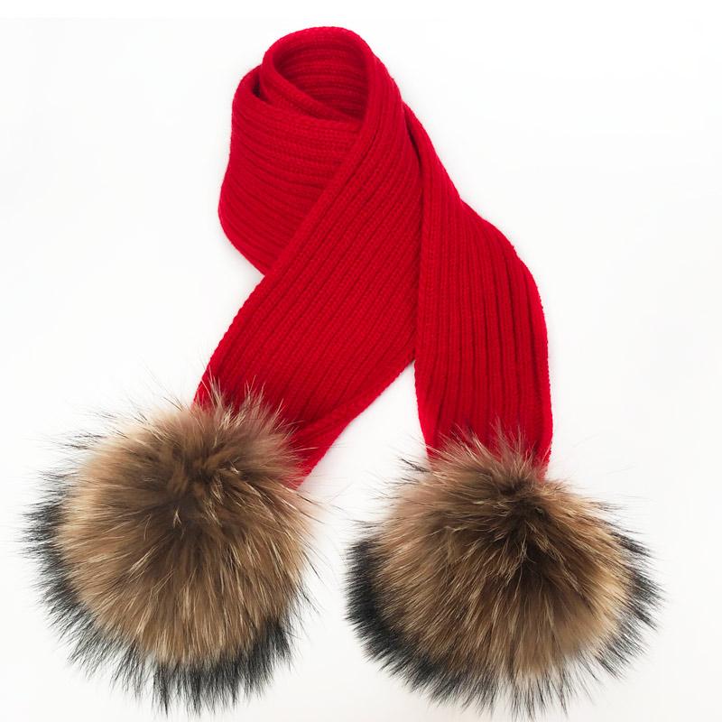 Hình Thật 2021 Gấu Trúc Lông Pompon Mùa Đông Nón Skullies Cô Gái Pom Pom Beanie Ấm Dệt Kim Bobble Lông Pompom Mũ Và Khăn bộ Trẻ Em