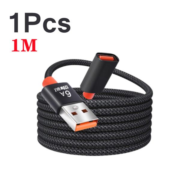 2 Cáp nối dài USB 3.0 Dây nối dài từ đầu cái sang đầu đực 6A Cáp truyền dữ liệu tốc độ cao cho máy tính xách tay Máy tính xách tay Máy ảnh TV Màu sắc: 1M - 1 Cái