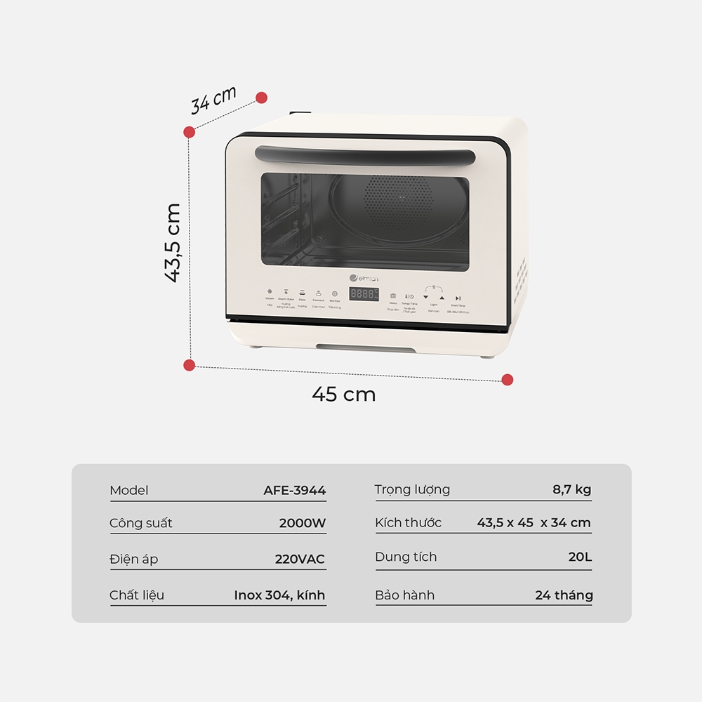 Nồi Chiên Hấp Hơi Nước Elmich AFE-3944 (20 Lít) - Hàng Chính Hãng