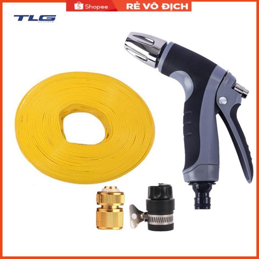Bộ dây và vòi xịt tăng áp rửa xe tưới cây 20M (cút đồng nối nhựa đen) 206817