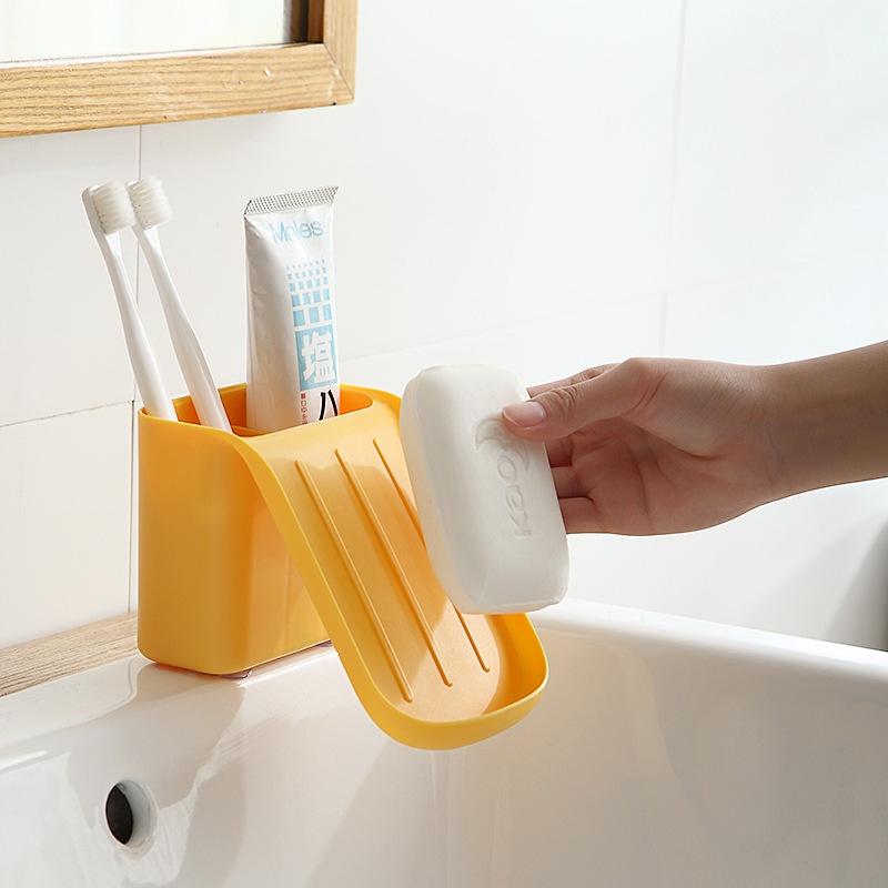 Khay Đựng Xà Phòng / Bàn Chải Đánh Răng Bằng Nhựa Gắn Tường Không Cần Khoan Lỗ Đa Năng