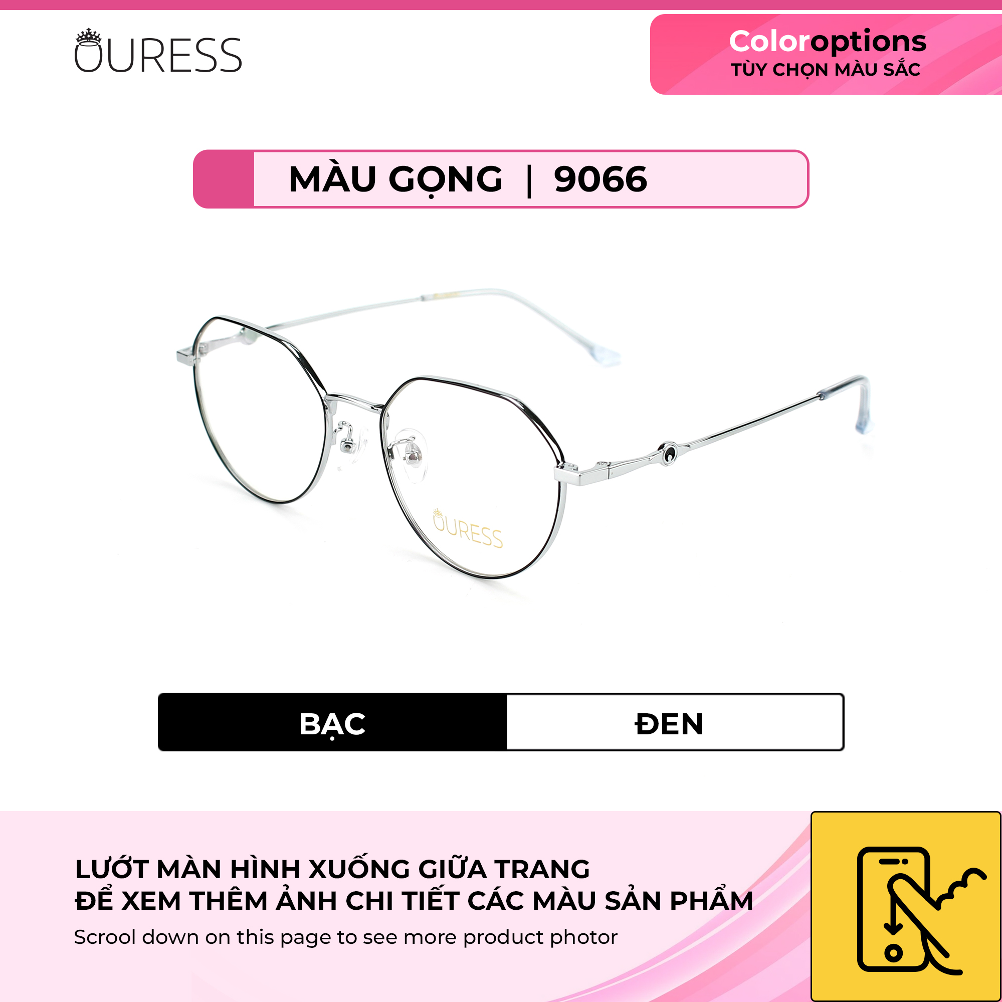 Gọng kính titanium 9066 T8036 thời trang nam nữ cao cấp siêu nhẹ siêu bền OURESS