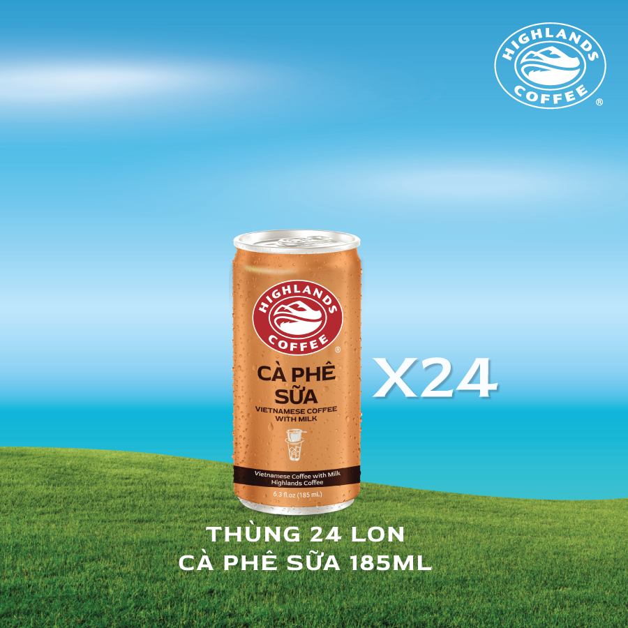 Thùng 24 Lon Cà Phê Sữa Highlands Coffee (185ml/Lon)