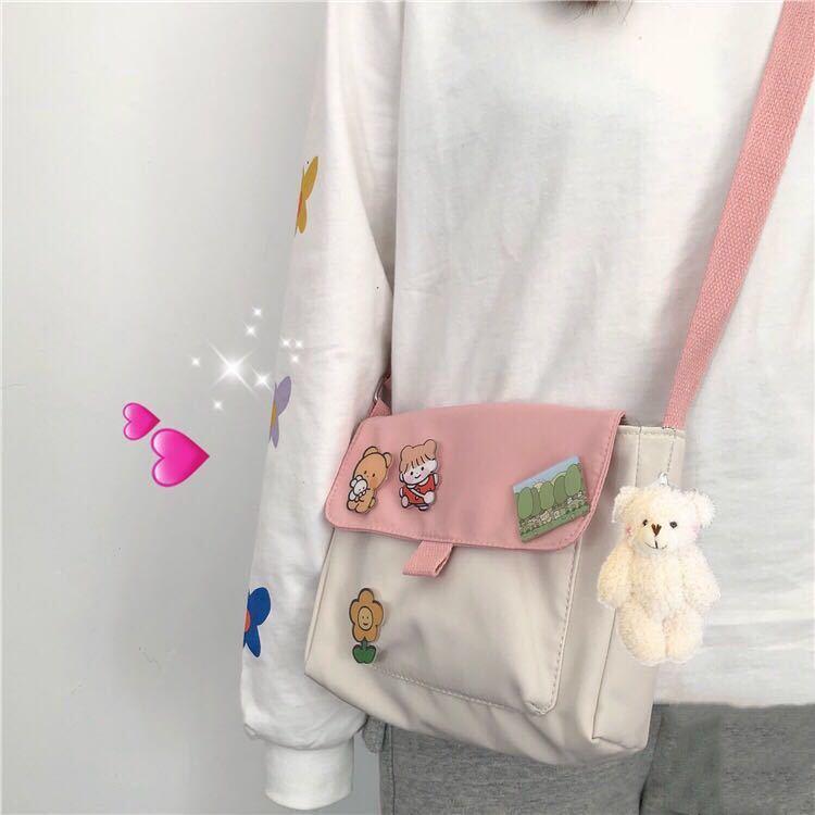 InsJapanese-Style Harajuku Cute Vintage Soft Sister Sling Canvas Bag Female Student Korean-Style One-Shoulder All-match