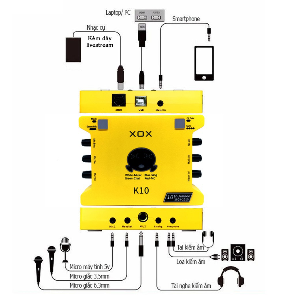 Combo mic thu âm Takstar SM-8B, Soundcard K10 - HÀNG CHÍNH HÃNG