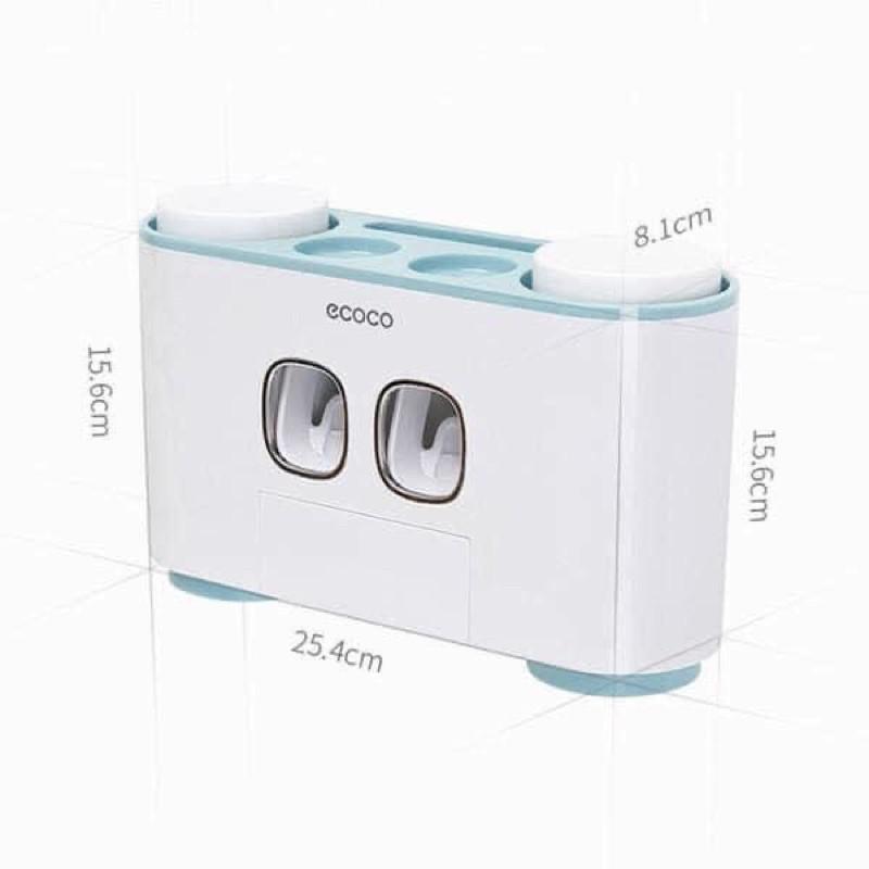 Kệ nhả kem đánh răng cao cấp 4 cốc, Kệ treo bàn chải đánh răng tích hợp đồ lấy kem thông minh để được 2 ly