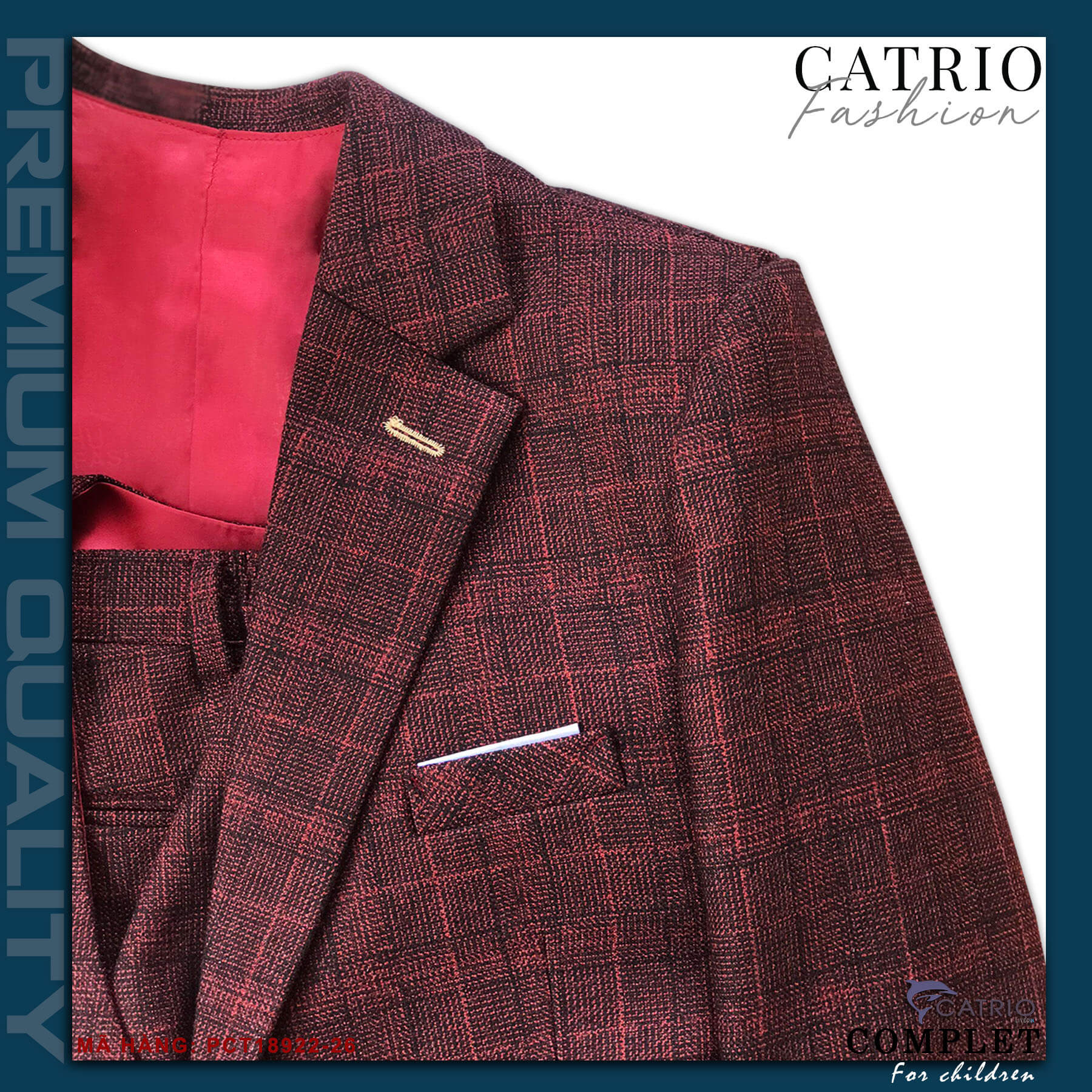 BỘ VEST BÉ TRAI CATRIO PCT18922/26 LÀ BỘ COMPLET TRẺ EM từ 2 tuổi đến 12 tuổi phù hợp ngày lễ tết, tiệc cưới thuộc BST quần áo complet veston trẻ em CATRIO mùa thu đông 2021