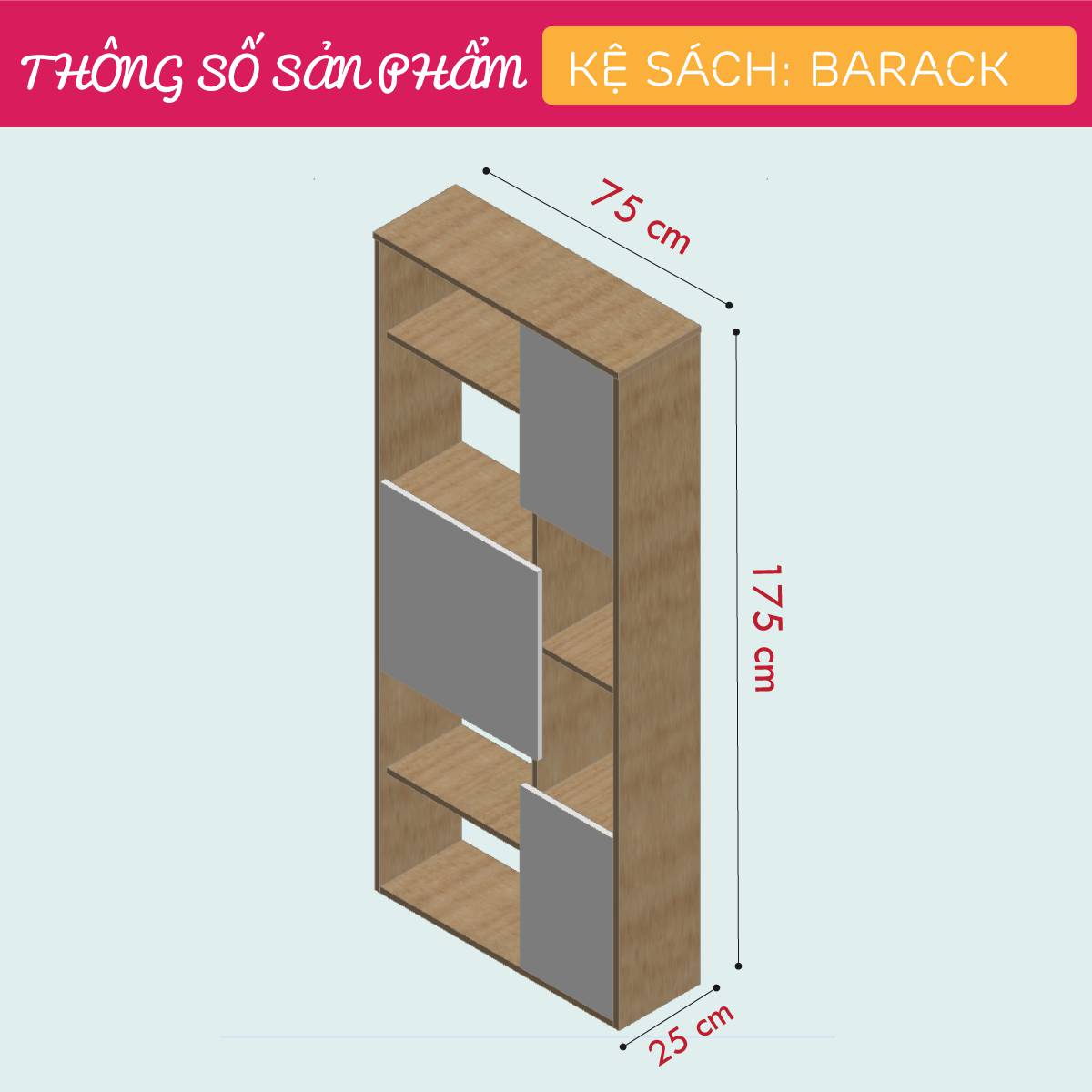 Tủ đựng sách tại nhà phong cách hiện đại SMLIFE Barack