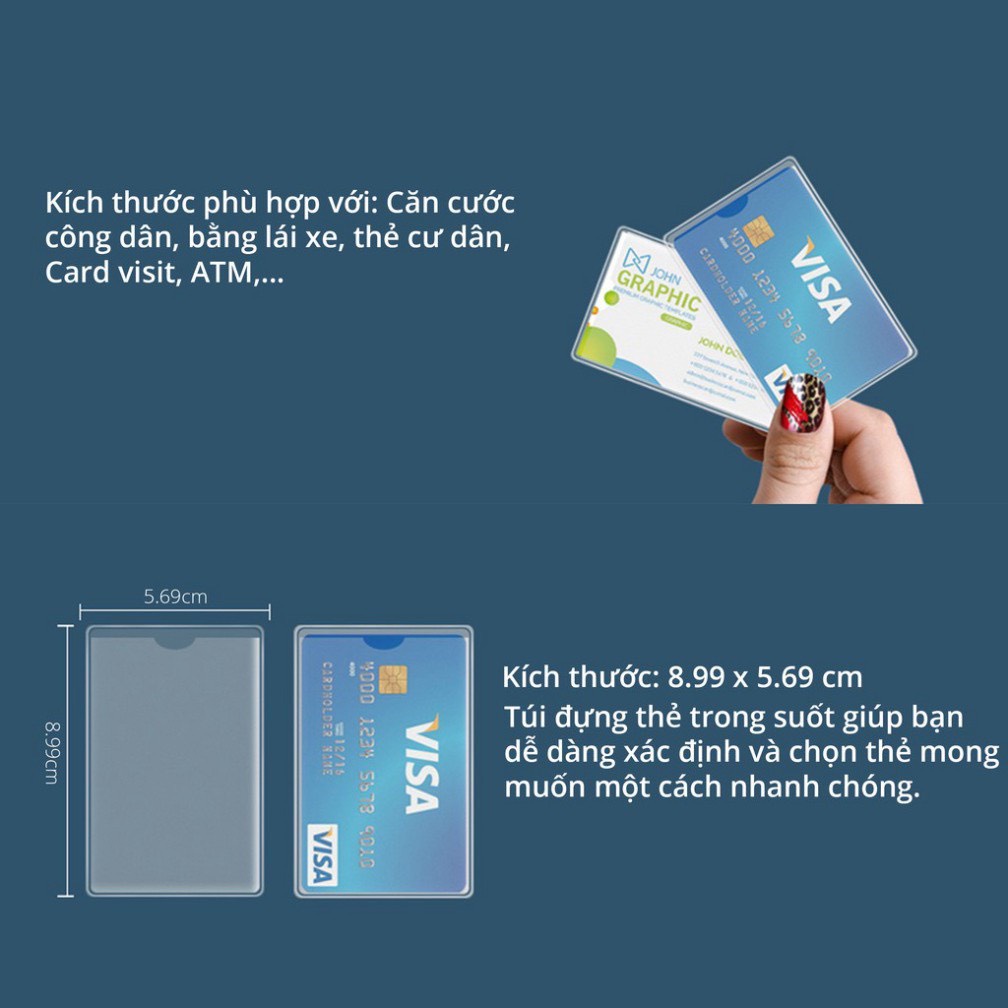 Vỏ bọc CCCD trong suốt chống xước chống nước, túi đựng thẻ ATM, bằng lái xe, giấy tờ các loại