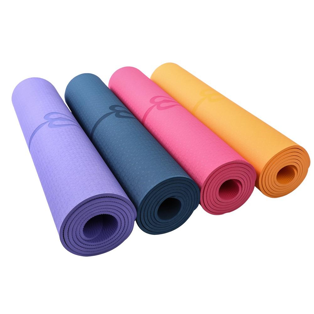 Thảm Tập Yoga Định Tuyến TPE dầy 8mm 1 lớp Cao Cấp Loại 1 (Tặng kèm dây buộc thảm).Túi chống nước