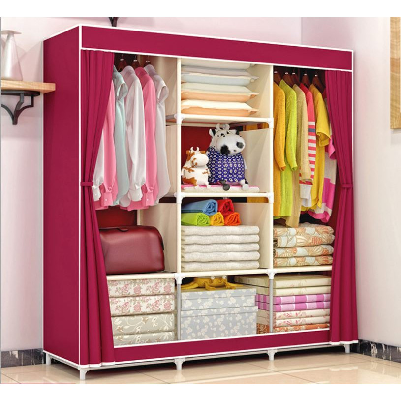 Tủ Vải Quần Áo 3 Buồng 8 Ngăn To, Bền - Hàng Chính Hãng