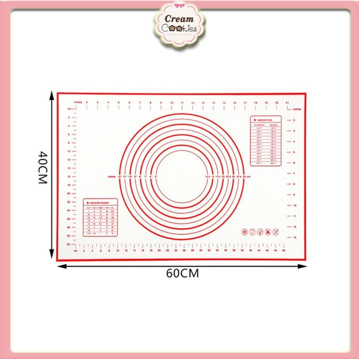 Tấm lót nhào bột/Thảm lót nướng, nhào bột, cán bột bằng silicon sợi thủy tinh chống trượt 60*40cm