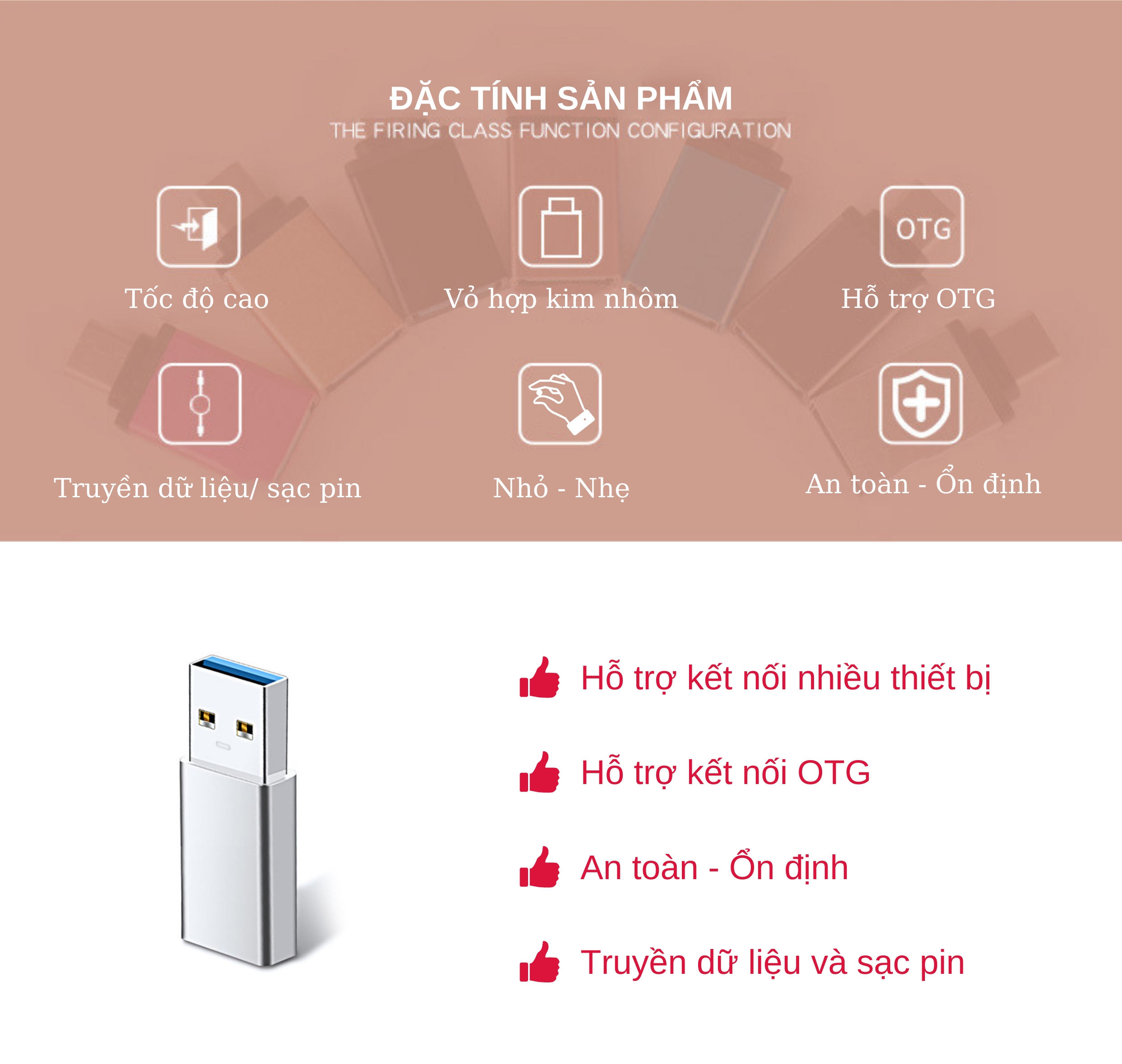 Đầu Chuyển Đổi USB 3.0 Sang USB Type C , Đầu Chuyển USB Type A Sang USB Type C , Đầu Đổi USB A Dương Sang USB Type C - Hàng Nhập Khẩu