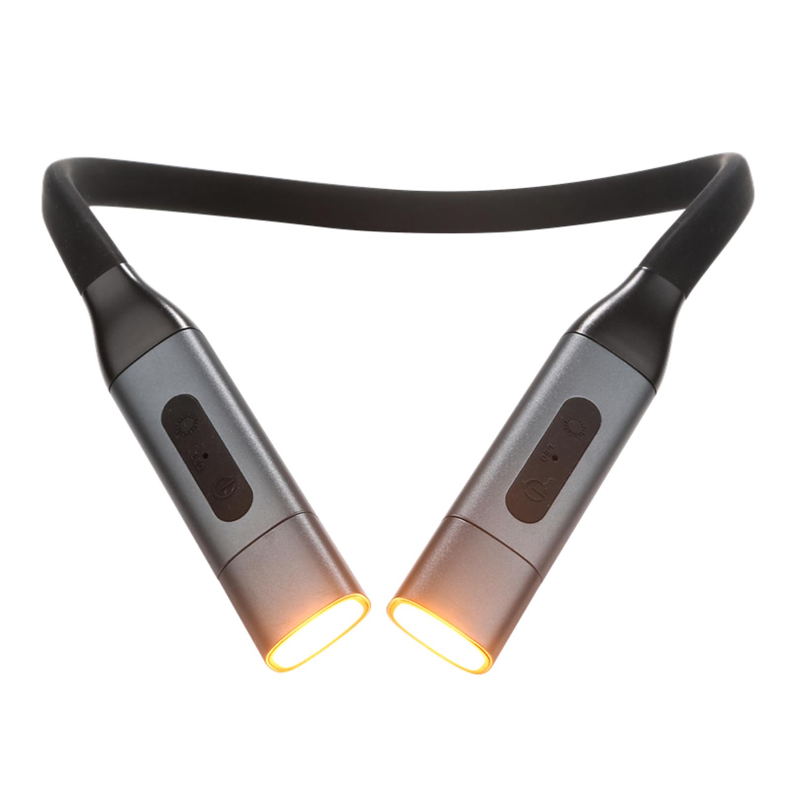 LED Neck Reading Light USB Rechargeable Book Light Bendable Silicone Arm Hand-Free 3 Colors Mode Stepless Dimming