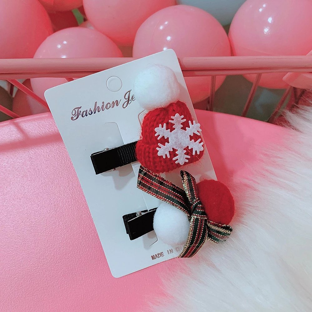 Set 2 Kẹp Tóc Mái Noel Dễ Thương Cho Bé Gái