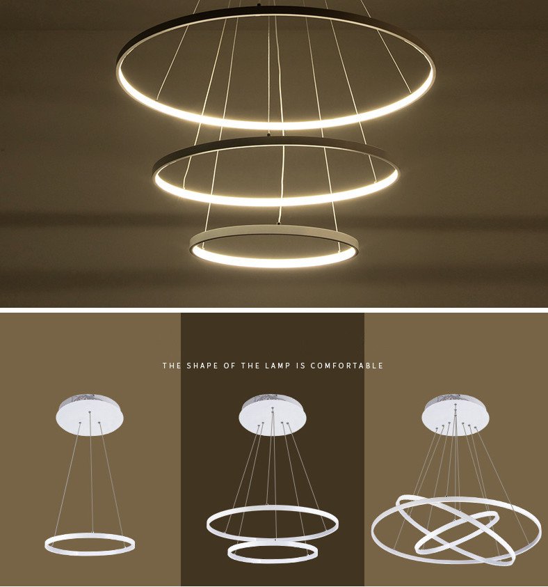 Đèn led thả trần trang trí nhà cửa 3 vòng hình tròn S559