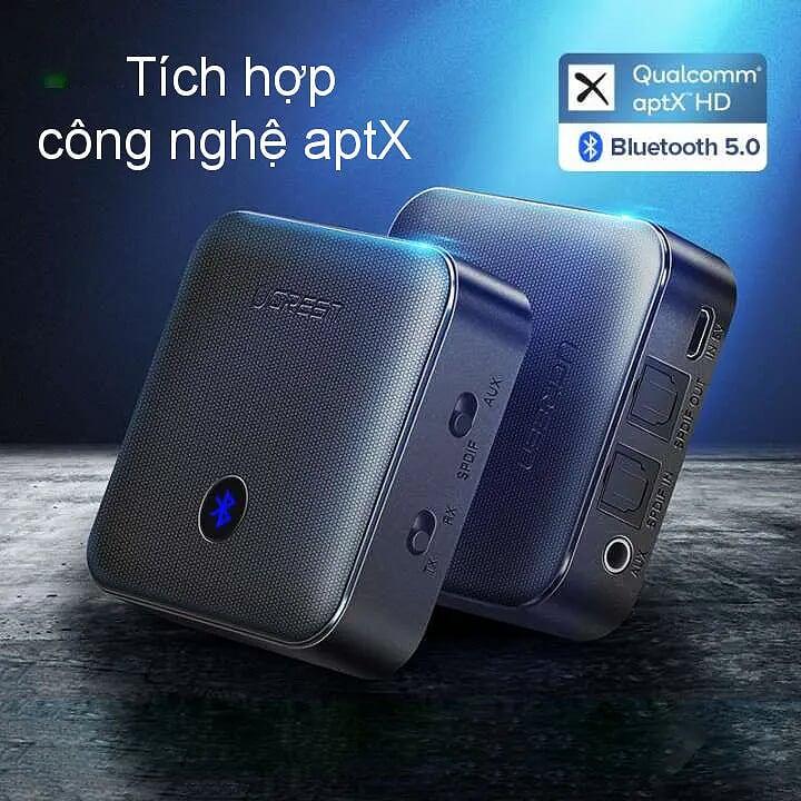 Ugreen UG70158CM144TK v5.0 bộ nhận và phát bluetooth transmitter - receiver hỗ trợ spdif optical + 3.5mm và aptx - HÀNG CHÍNH HÃNG