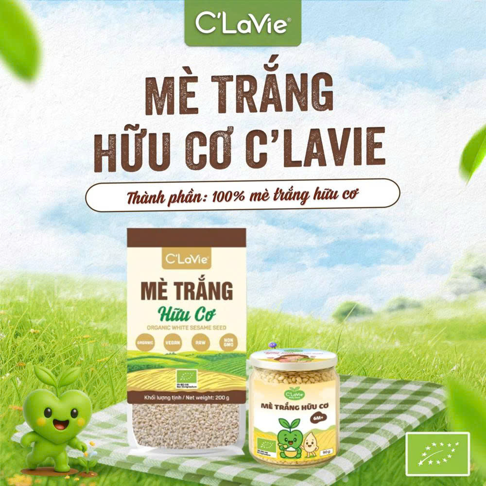 Hạt Mè Đen, Mè Trắng Hữu Cơ C'Lavie 200g - Giàu Canxi, Làm Sữa Hạt, Làm Bánh Ăn Dặm Cho Bé, Healthy, Eatclean, Tốt Cho Người Ăn Chay, Ăn Kiêng