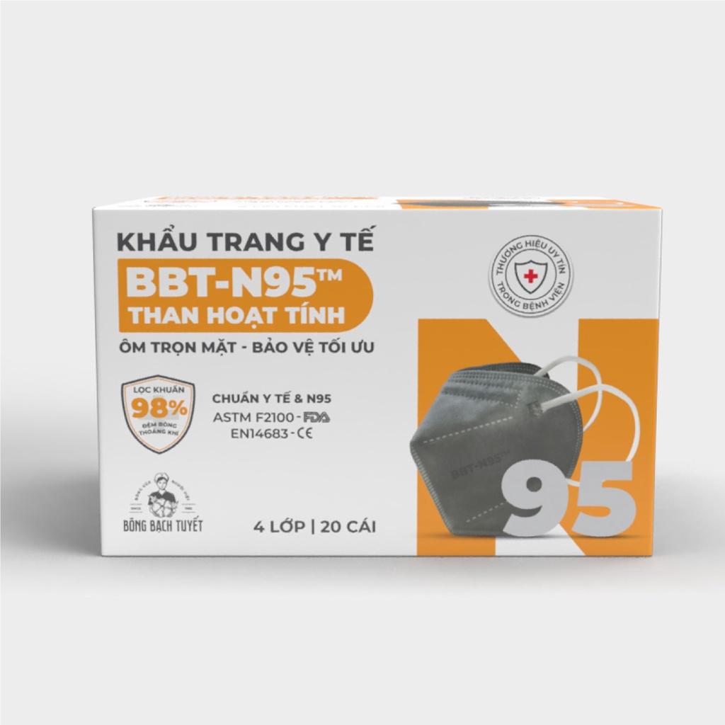 Combo 6 Hộp khẩu trang Bông Bạch Tuyết N95 than hoạt tính (20 cái/hộp)