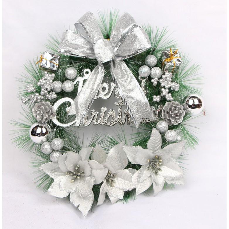 Vòng hoa trang trí noel vòng nguyệt quế D31 - 35cm, trang trí noel có đèn