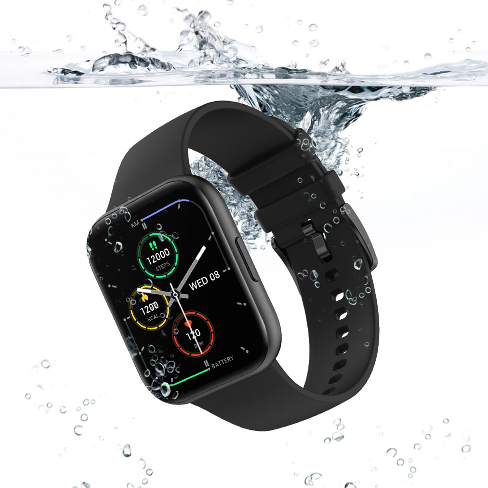 IP68 Waterproof Smartwatch Unisex Sport Watch   Monitor Black