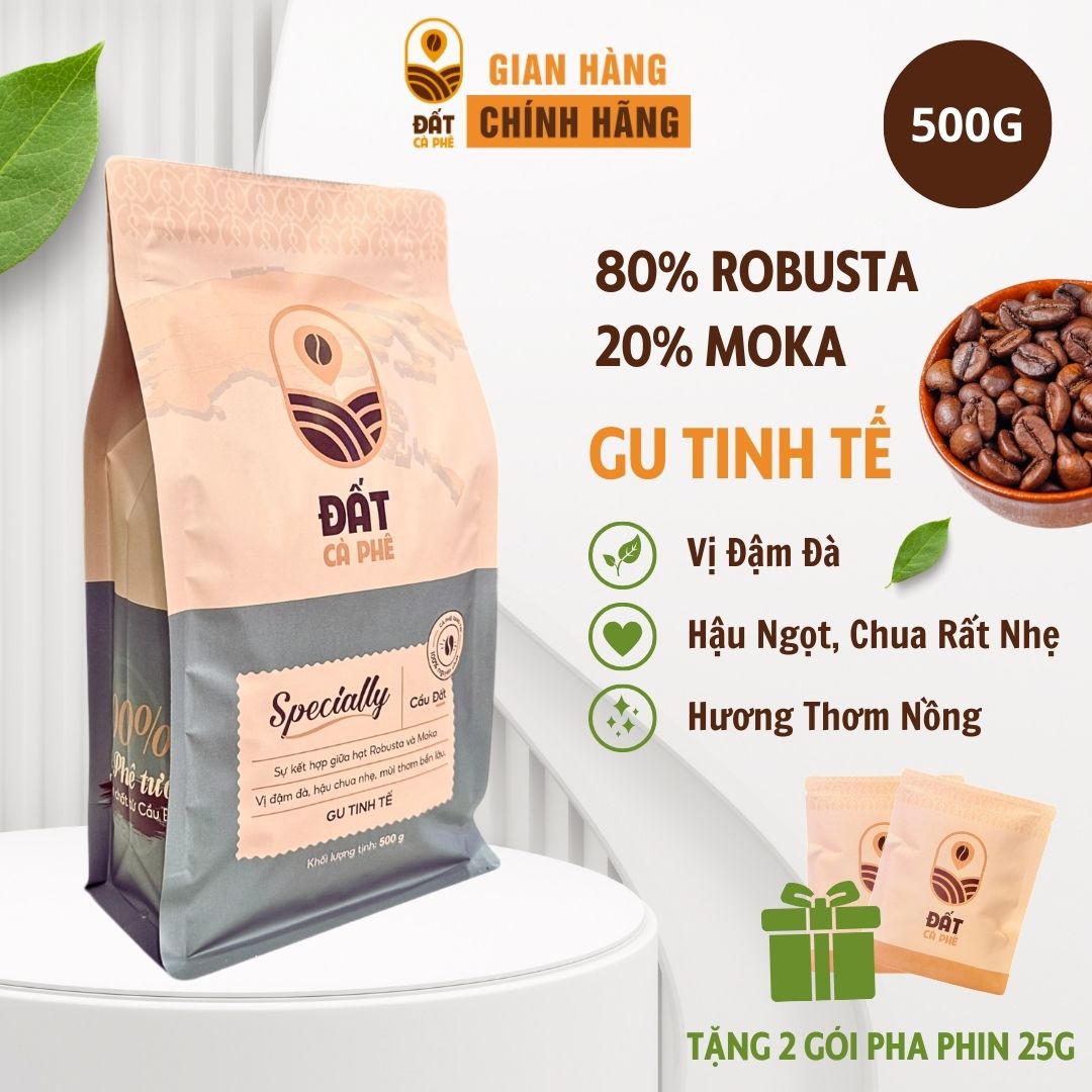 Cà Phê Specially Nguyên Chất 500g Đất Cà Phê - Robusta và Moka Cầu Đất, Gu Tinh Tế | Specially Roasted Coffee 500g