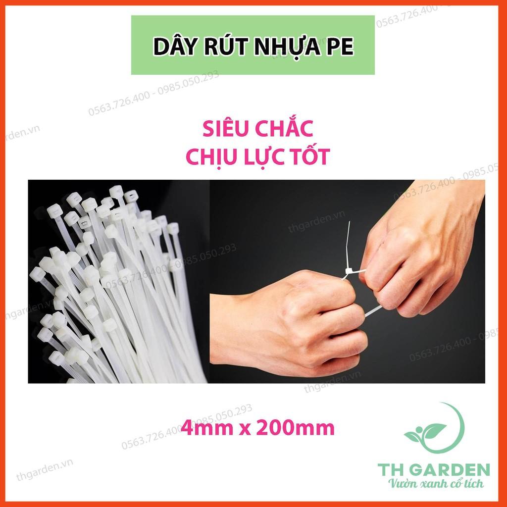 100 Dây Rút Nhựa, Lạt Thít Nhựa TH Garden - Dây Thít Dài 20cm - Lạt Nhựa Dẻo Dai Siêu Chắc, Siêu Bền - Dây Buộc Đồ Rất Chắc Chắn