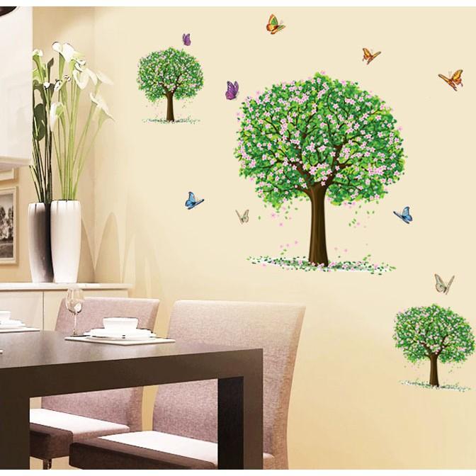 Combo 3 decal dán tường hoa xanh