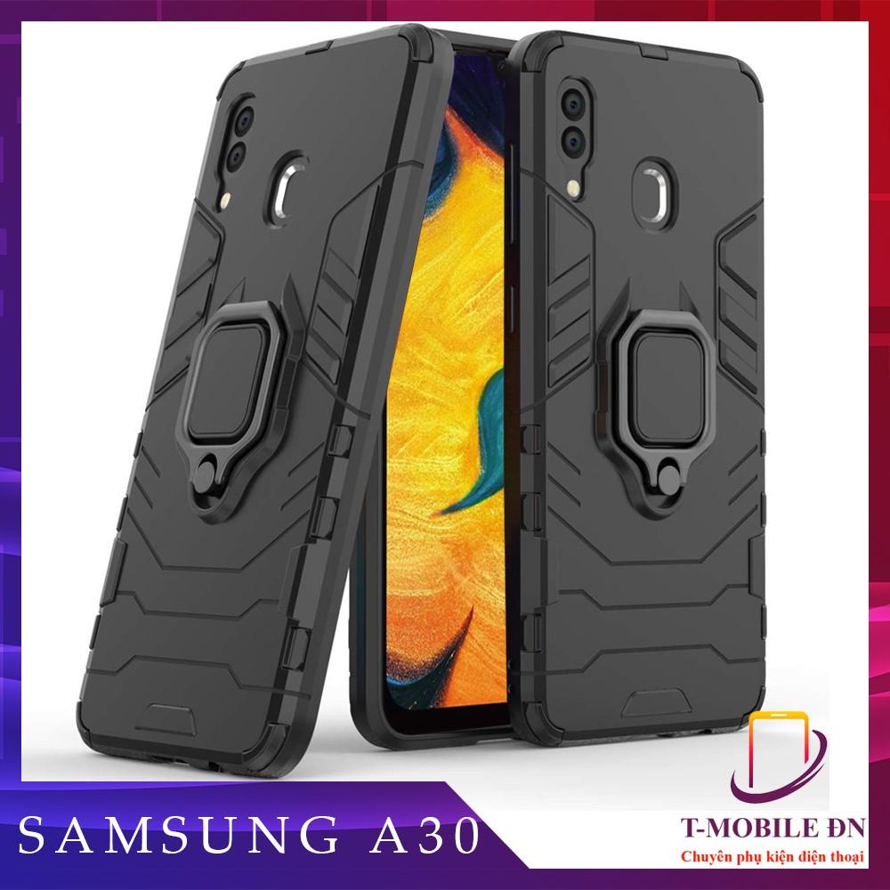 Ốp lưng cho Samsung A30 iron man chống sốc kèm nhẫn xoay chống xem video bảo vệ camera