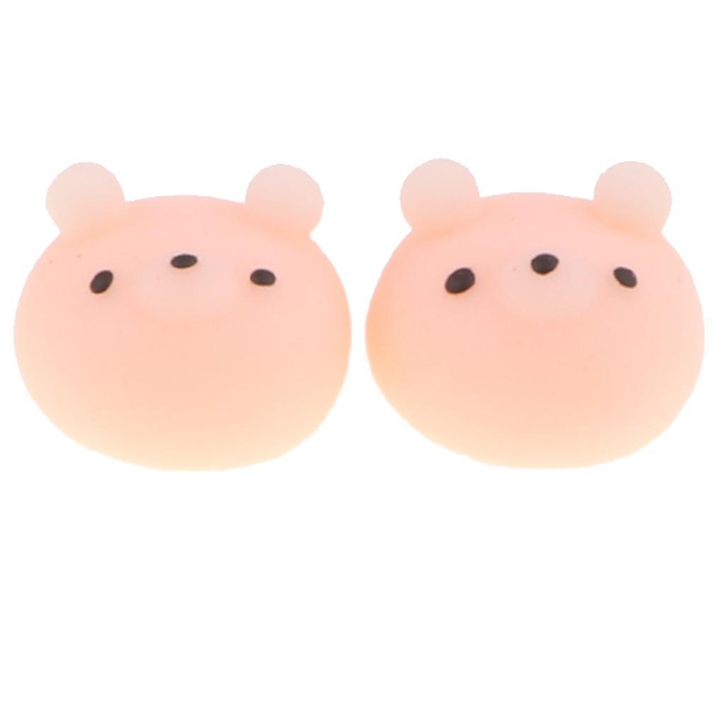 1 Pair Mini Squishy Soft Slow Rising Squishes Toy TPR Stress Relief Pink Bear Cute Toy