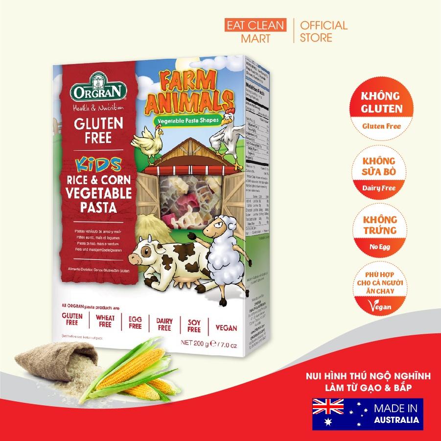 Nui Hình Thú Ngộ Nghĩnh Làm Từ Gạo &amp; Bắp Orgran - GLUTEN FREE Rice &amp; Corn Vege Pasta Animal Shaped - Hộp 200g