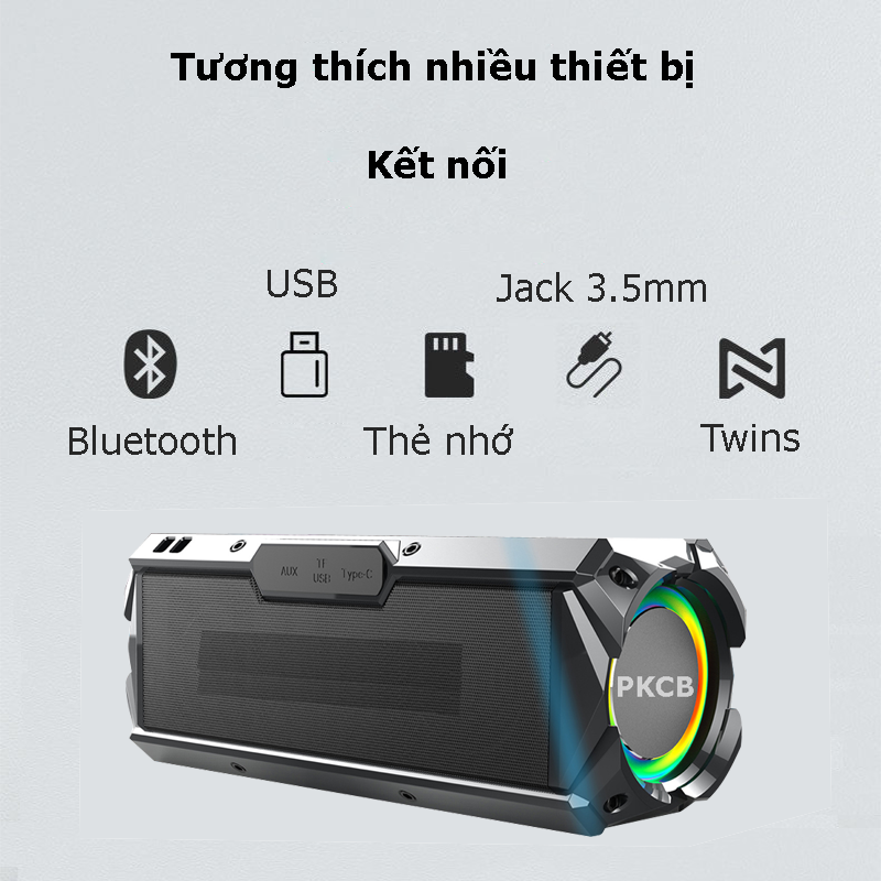 Loa Bluetooth PKCB Bản Mở Rộng, chip DSP, Hỗ Trợ Kết Nối Bluetooth, USB, Thẻ Nhớ, dây 3.5mm 100W TWS Âm Thanh Sống Động - Hàng chính hãng