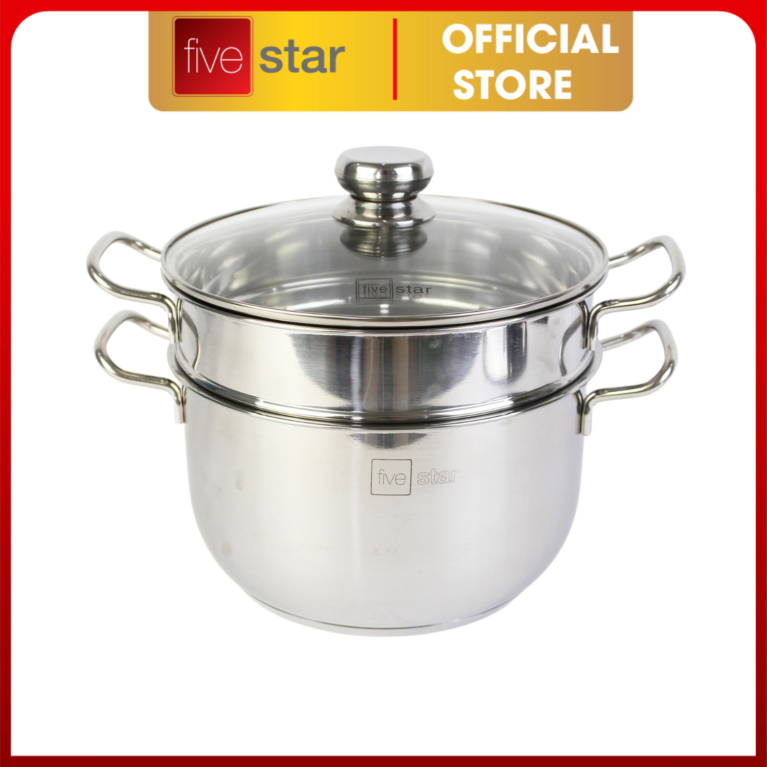 Bộ Nồi Xửng 3 Đáy Nắp Kính Fivestar ST-3DG - Hàng Chính Hãng