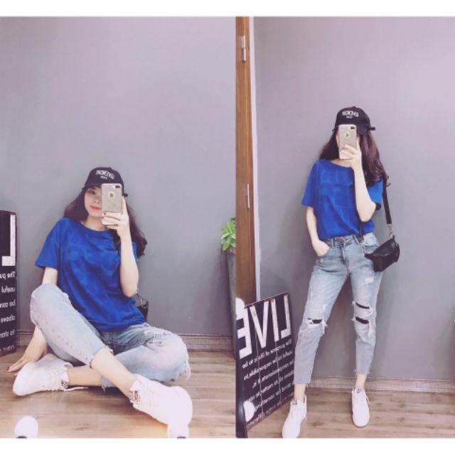 Áo pull in chữ xanh hàng loại đẹp