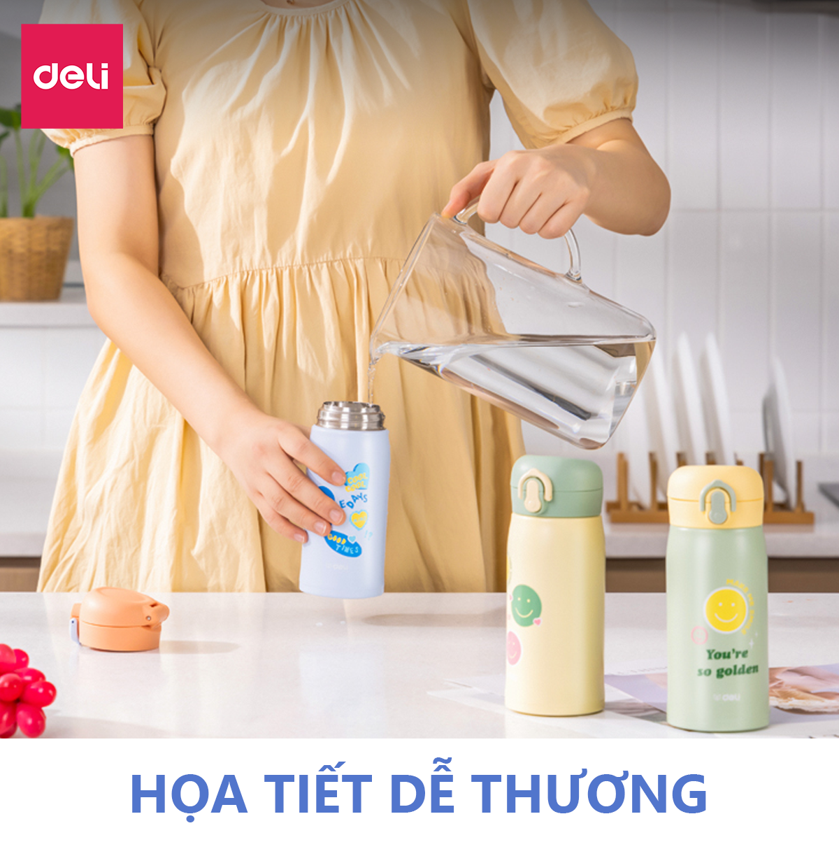 Bình Giữ Nhiệt Nóng Lạnh Vusign Inox 316 350ml Cao Cấp Cách Nhiệt Nắp Bật Có Khóa, Lưới Lọc Trà Họa Tiết Xinh Xắn Deli - Phù Hợp Cà Phê Trà Nước Ép Sinh Tố Đá Du Lịch Đi Học Tập Bình Nước Thể Thao Gym Yoga - LL605