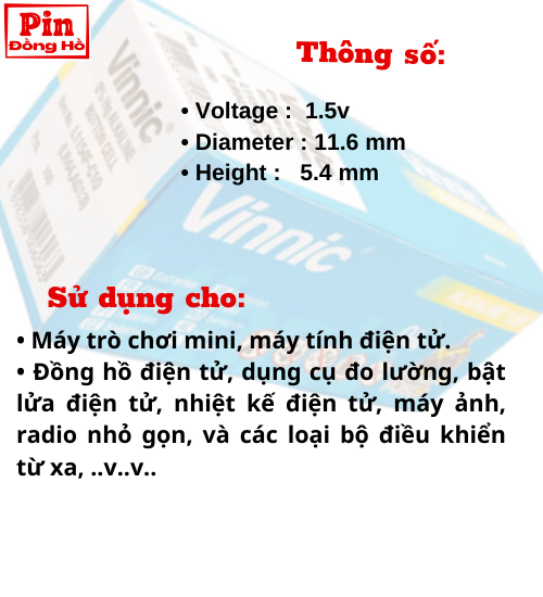 Pin Vinnic L1154F (LR44) 1 vỉ 10 viên