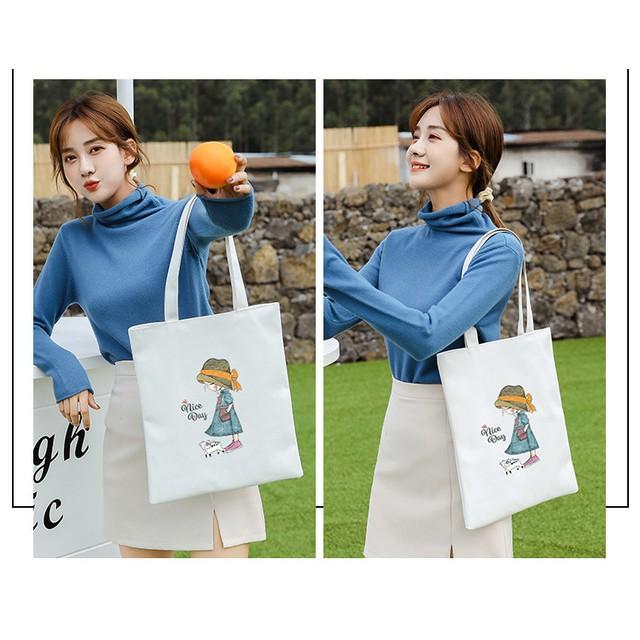 Túi Tote Vải Canvas YOLA SHOP, Tui Vải Bố Ulzzang Hàn Quốc, Thời Trang, Xinh Xắn Đi Học Đi Chơi TUIV.001